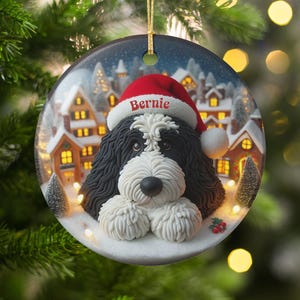 Personalized Christmas Dog Ornament, Custom Pet Keepsake, Holiday Dog Decoration, Pet Portrait Ornament, Christmas Tree Decor