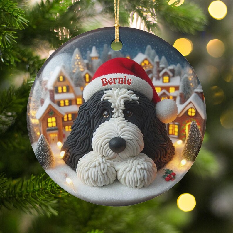 Personalized Christmas Dog Ornament, Custom Pet Keepsake, Holiday Dog Decoration, Pet Portrait Ornament, Christmas Tree Decor