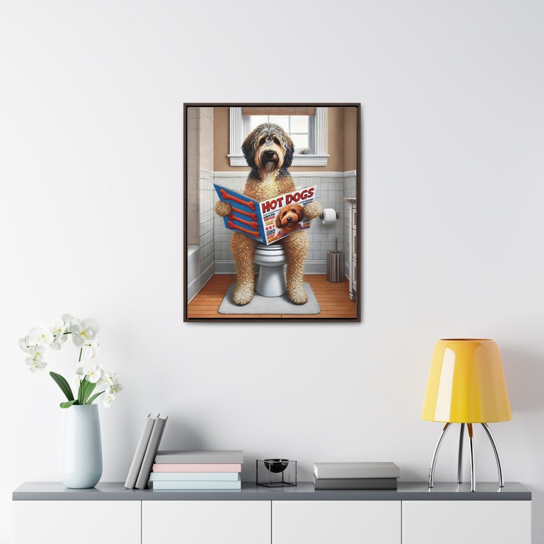 Funny Bernedoodle Toilet Portrait: Bathroom Wall Art, Dog Dad Gift image 9