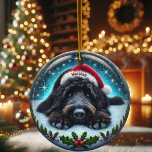 Personalized Black Doodle Dog Christmas Ornament - Festive Ceramic Decoration | Sublimation | 3 Inch Custom Pet Tree Keepsake image 14