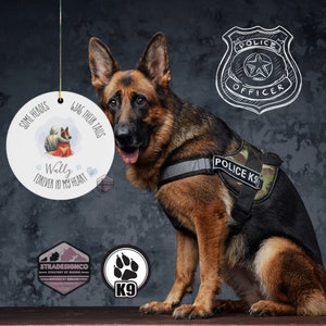 German Sheppard Best Friend - Mans Best Friend Memorial Ornament - Celebration of pet life, dog lover, pet lover, Police Officer, ceramic keep sake, ornament of love, police dog, dog officer, killed in line of duty, service dog, loyal dog, german dog