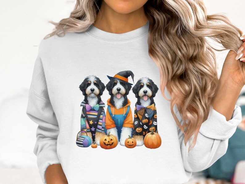 Bernedoodle Halloween Sweatshirt, Dog Lover Gift image 3