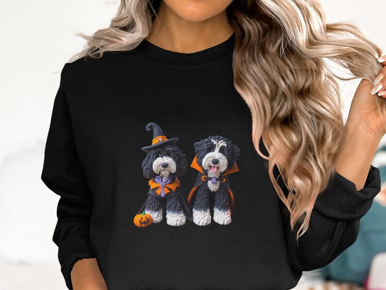 Bernedoodle Halloween Sweatshirt, Doodle Dog Costume, Pet Lover Gift image 6