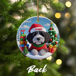 Cute Christmas Dog Ornament, Custom Holiday Decoration, Personalized Pet Keepsake, Festive Tree Decor, Unique Gift Idea