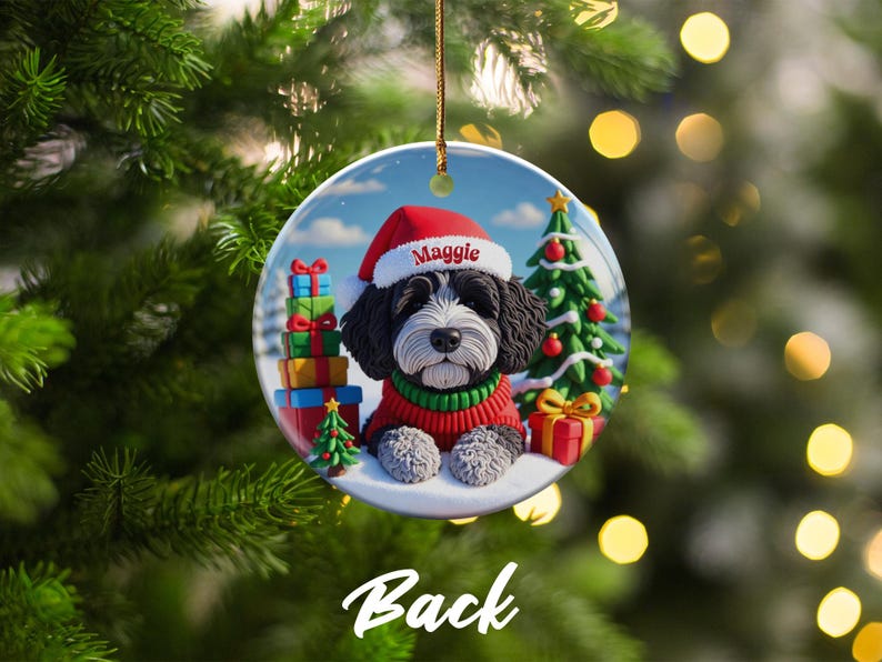Cute Christmas Dog Ornament, Custom Holiday Decoration, Personalized Pet Keepsake, Festive Tree Decor, Unique Gift Idea