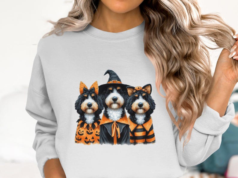 Sudadera de Halloween con diseño de Bernedoodle, disfraz de perro Doodle, regalo para amantes de los perros. imagen 2