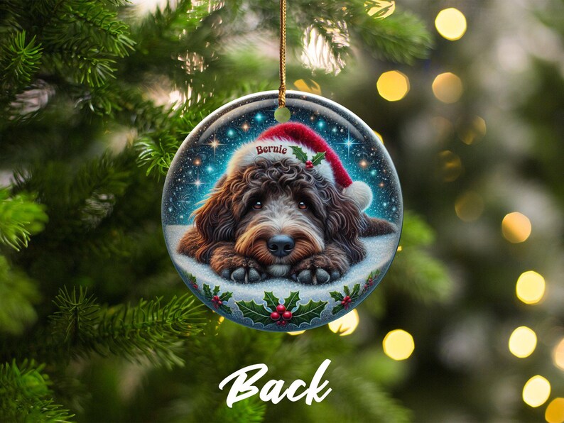 Custom Pet Santa, Bernedoodle Christmas Ornament | Sublimation Ceramic | 3-Inch Double Sided Holiday Tree Decor image 5