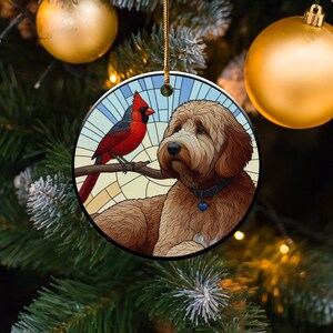 Cardinal and Bernese Mountain Dog Ornament, Stained-Glass Looking Design, Cardinal gift, Mothers Day Gift, Bird Lovers Gift, Dog Mom Gifts