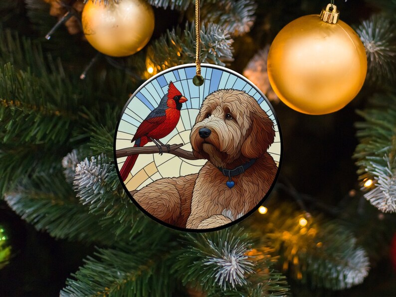 Cardinal and Bernese Mountain Dog Ornament, Stained-Glass Looking Design, Cardinal gift, Mothers Day Gift, Bird Lovers Gift, Dog Mom Gifts