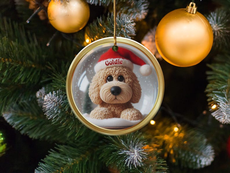 Personalized Dog Christmas Ornament, Cute Puppy Tree Decoration, Holiday Keepsake Gift, Custom Pet Photo Ornament