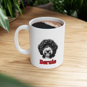 Personalized Bernedoodle Coffee Mug | Custom Dog Name Coffee Cup | 11 oz Bernedoodle Lover Gift | Heartwarming Pet Portrait | Dog Lover Gift image 8