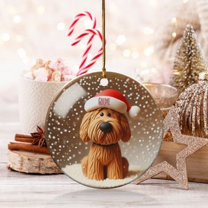 Bernedoodle Ornament, Personalized Custom Pet Name - Sublimation Print (Round Ceramic, Holiday Keepsake) image 7