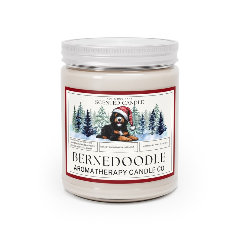 Vela de aromaterapia Bernedoodle: Aroma fresco y festivo, regalo ideal para amantes de los perros. imagen 5