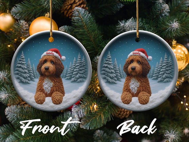 Cute Dog Christmas Ornament, Double Sided Holiday Decoration, Festive Pet Gift, Perfect Tree Hanging Decor, Unique Dog Lover Keepsake