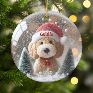 Christmas dog ornament, custom dog name ornament, pet lover gift, holiday decor, cute dog Christmas decoration, tree ornament