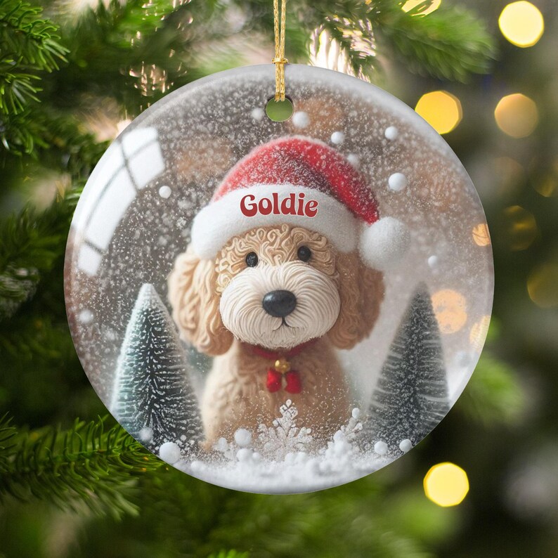 Christmas dog ornament, custom dog name ornament, pet lover gift, holiday decor, cute dog Christmas decoration, tree ornament