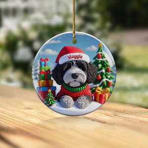 Custom Dog Christmas Ornament, Personalized Pet Holiday Decoration, Unique Dog Lover Gift, Festive Tree Decor, Pet Keepsake Ornament