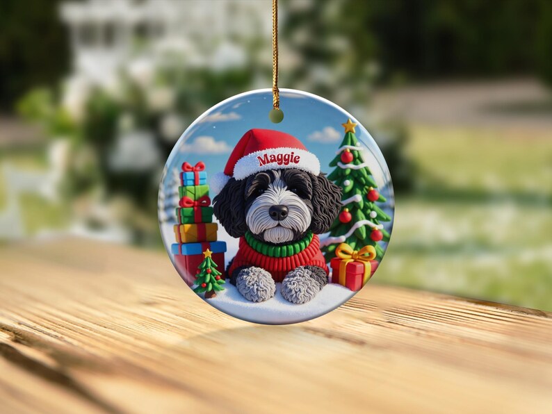 Custom Dog Christmas Ornament, Personalized Pet Holiday Decoration, Unique Dog Lover Gift, Festive Tree Decor, Pet Keepsake Ornament