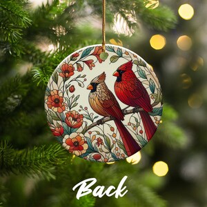 Cardinal Ceramic Ornament, Stained Glass Design, Cardinal gift, Mothers Day Gift, Bird Lovers Gift, Custom stained glass look, cardinal