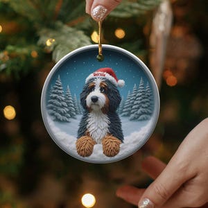 Custom Dog Christmas Ornament, Pet Holiday Decoration, Personalized Pet Ornament, Dog Lover Gift, Santa Hat Dog Christmas Decor
