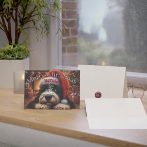 Merry Christmas Card with Bernie, Holiday Greeting Card, Cute Dog Design, Festive Christmas Decoration, Seasonal Winter, Snow