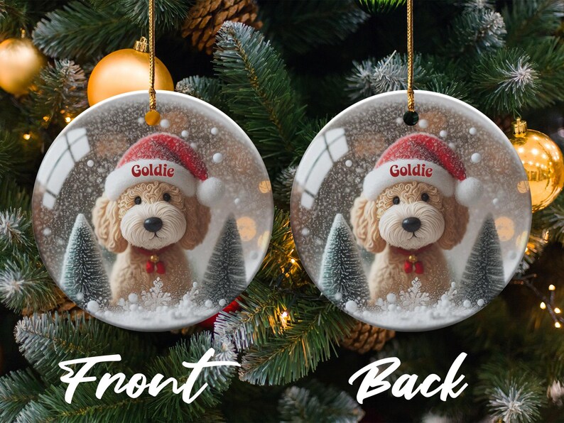 Custom Dog Christmas Ornament, Personalized Pet Holiday Decor, Adorable Puppy Keepsake, Festive Pet Memorial Ornament, Gift for Dog Lover