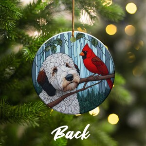 Cardinal and Goldendoodle Ceramic Ornament, Oil Paint Style Design, Cardinal Lovers Gift, Mothers Day, Bird Lover, Red Cardinal and Dog Gift