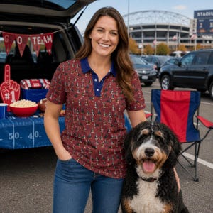Bernedoodle Football Themed Polo - Dog Lover Polo Shirt image 6