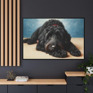 Black Doodle Dog Framed Canvas Art: Whimsical Home Decor image 6