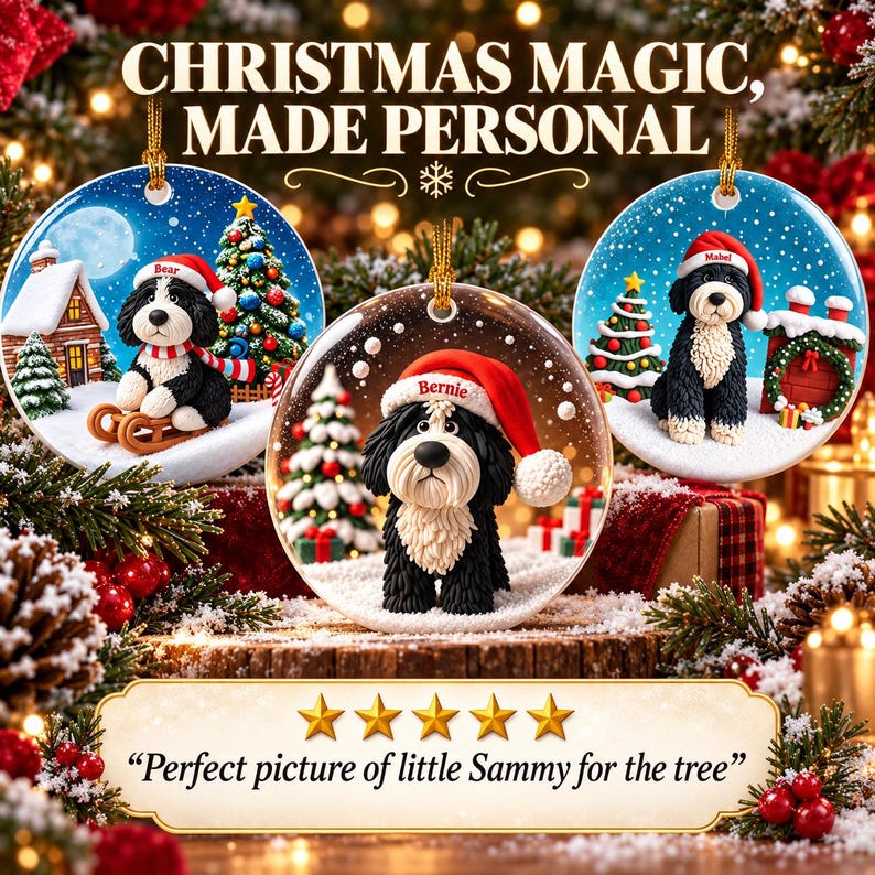 Bernedoodle Sherpa Fleece Blanket | Christmas Eve Scene|Cozy & Warm-Unique Dog Lover Design-Soft | Perfect for Couch or Bedding| Luxury Gift image 18