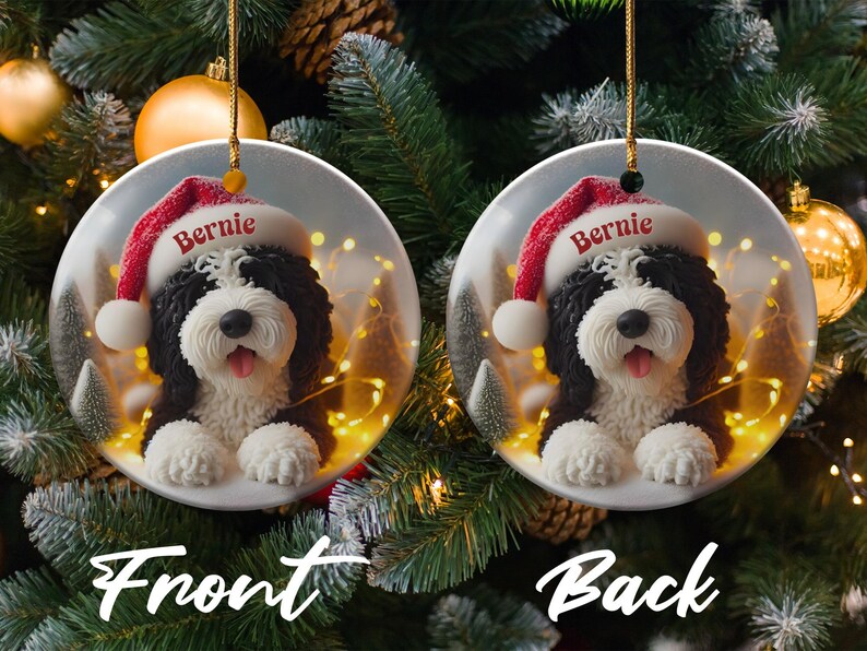 Personalized Dog Christmas Ornament, Custom Pet Photo Ornament, Holiday Tree Decor, Dog Lover Gift, Double-Sided Keepsake