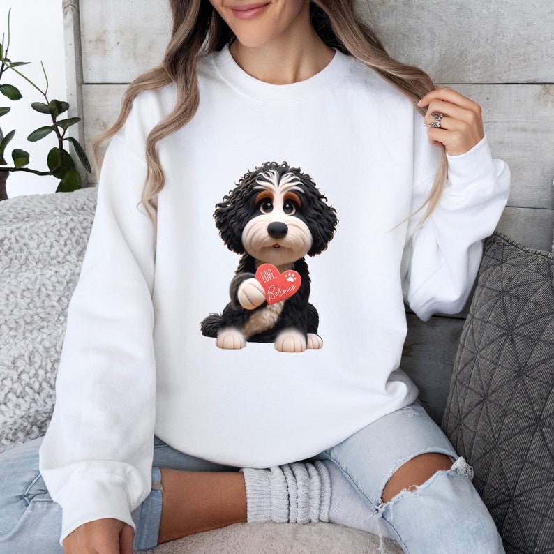 Bernedoodle mom sweatshirt,berndoodle mom, mom sweatshirt, valentine bernedoodle, valentine dog gift, dog sweatshirt, personalized dog sweatshirt,doodle mama, doodle fan, bernedoodle enthusiast gift.