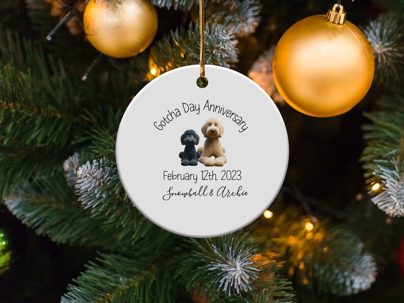 Dog Ornament Custom, Personalized Pet Adoption Keepsake | Ceramic Heirloom - Double Sided - 3 Inch Sublimation Decor image 1