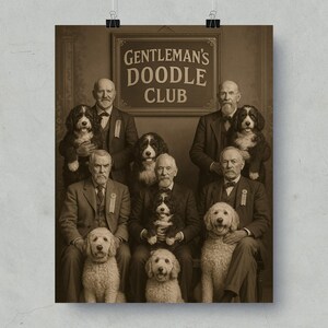 Gentleman's Doodle Club Art Print, Vintage Dog Portrait Poster, Wall Decor for Home or Office, Unique Animal Lovers Gift