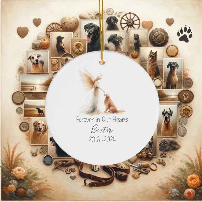 Goldendoodle, Golden Retriever, Personalized Pet Memorial Watercolor Design, Pet's Name Gift, Custom Pet Name Gift, Personalized Pet Tribute Ceramic Ornament, Pet Loss Gift