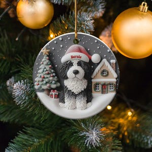 Christmas Ornament, Bernedoodle Portrait - Glossy Ceramic Keepsake | Sublimation Holiday Decor | 3 Inch Heirloom Tree Gift image 10