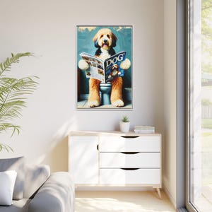 Divertido dibujo de un perro en el baño: Garabato leyendo el periódico imagen 8