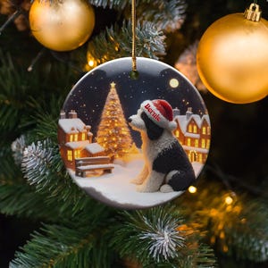 Christmas Dog Ornament, Personalized Pet Decoration, Holiday Tree Décor, Custom Name Dog Ornament, Festive Pet Keepsake