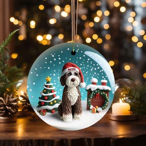 Adorable bernedoodle ornament, perfect doodle dog gift