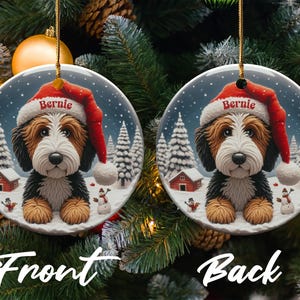 Cute Dog Christmas Tree Ornament, Holiday Pet Ornament, Custom Dog Lover Gift, Personalized Pet Memorial Ornament, Double Sided