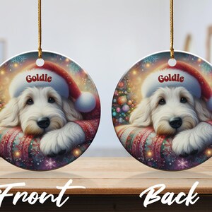 Custom Pet Ornament, Festive Goldendoodle Holiday Keepsake | Ceramic | 3 Inch Sublimation Print image 7