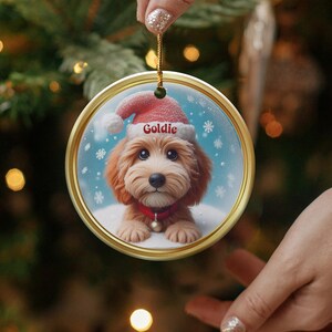Cute Dog Christmas Ornament, Personalized Pet Holiday Decoration, Custom Name Puppy Gift, Unique Canine Xmas Tree Decor
