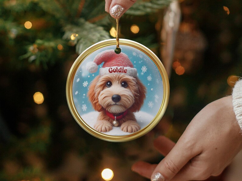 Cute Dog Christmas Ornament, Personalized Pet Holiday Decoration, Custom Name Puppy Gift, Unique Canine Xmas Tree Decor
