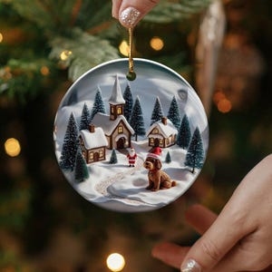 Christmas Village Ornament, Festive Holiday Decoration, Winter Wonderland Ornament, Charming Christmas Tree Decoration