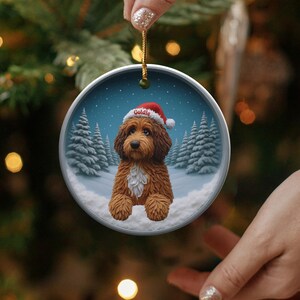 Christmas Dog Ornament, Holiday Decor, Santa Hat Puppy Ornament, Cute Dog Christmas Tree Decoration, Festive Pet Lovers Gift