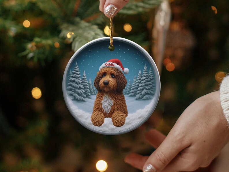Christmas Dog Ornament, Holiday Decor, Santa Hat Puppy Ornament, Cute Dog Christmas Tree Decoration, Festive Pet Lovers Gift