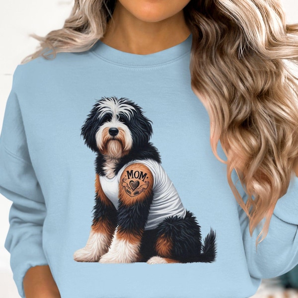 Bernedoodle Mom Tattoo Sweatshirt: Comfy Dog Lover Gift