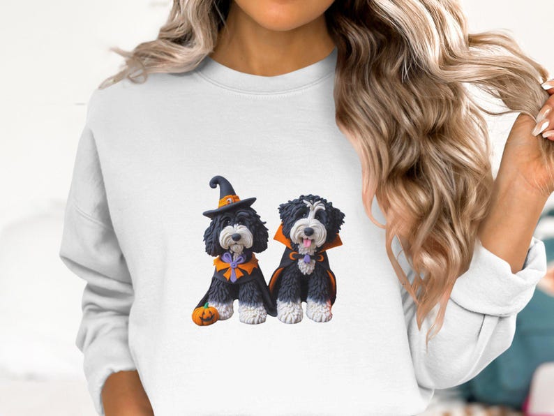 Bernedoodle Halloween Sweatshirt, Doodle Dog Costume, Pet Lover Gift image 3
