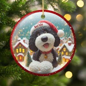 Personalized Dog Christmas Ornament, Custom Pet Holiday Decor, Santa Hat Puppy, Perfect Gift for Dog Lovers, Holiday Keepsake