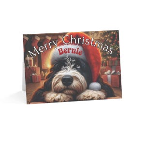 Personalized Merry Christmas Card, Cute Dog Christmas Greeting Card, Custom Holiday Card, Festive Dog Lover Christmas Card